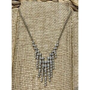 Vtg GORGEOUS! Rhinestone Necklace ~ High End Costume Jewelry 16”